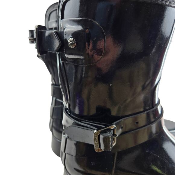 Hunter Rain Boots Women 7 Original Refined Short Gloss Black Mid Calf Adjustable - Picture 3 of 11